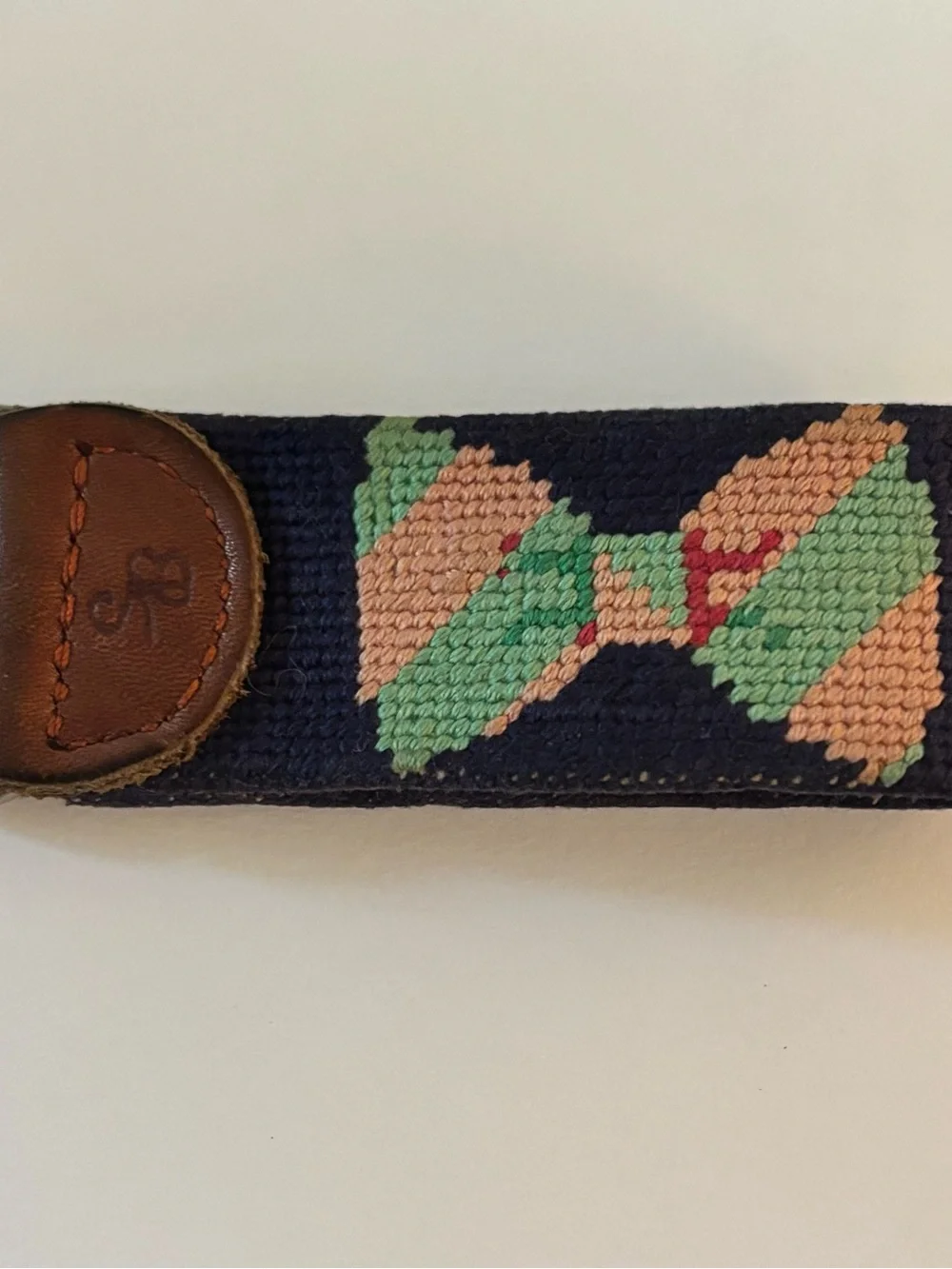 Smathers & Branson Navy Needlepoint Bow tie Key Ring